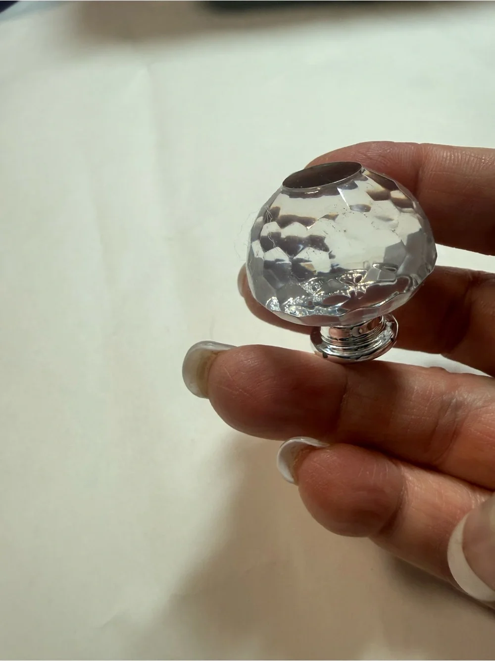 Faceted Clear Crystal-like Cabinet Knob with Polished Silver Base #3 (pk of 3)